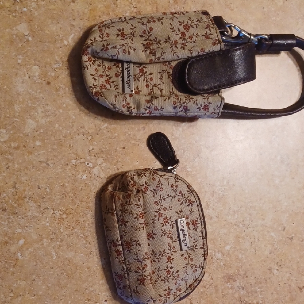 Longaberger Floral Tan and Brown Holster & Coin Pouch